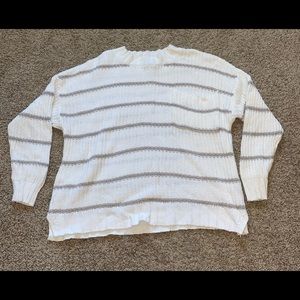 Striped white and gray sweater